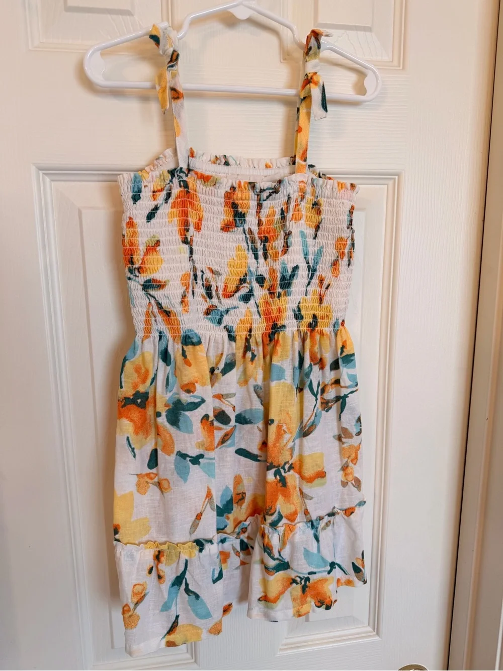 GAP Girls Floral Smocked Dress - Yellow & Teal
